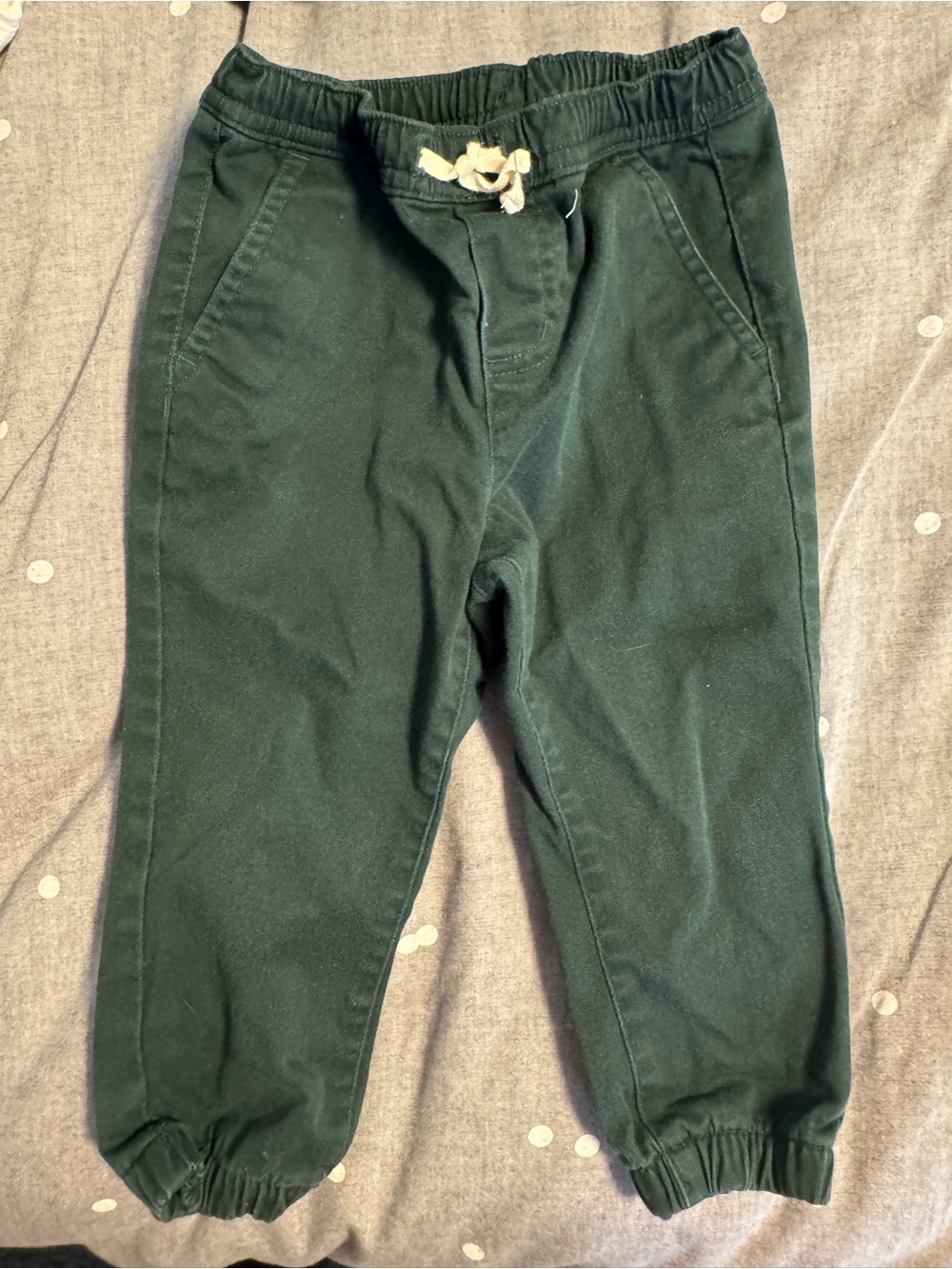 Janie and Jack Dark Green Kids Jogger Pants with Drawstring